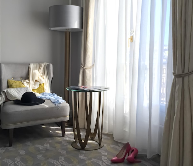 Meubles et accessoires chics de chambre de style parisien