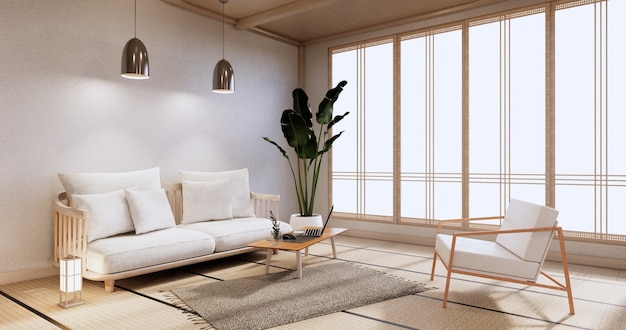 Meubles de canapé et design de chambre moderne rendu minimal.3D