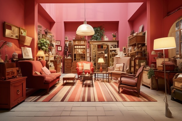 Meubles de chambre à l'intérieur du magasin style magasin lumière générer Ai