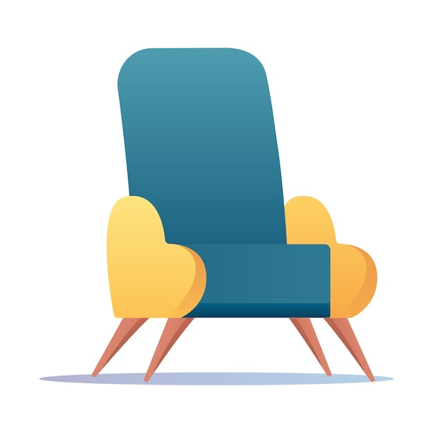 Photo meubles de conception d'un ensemble coloré ce dessin animé coloré représentant un fauteuil de luxe