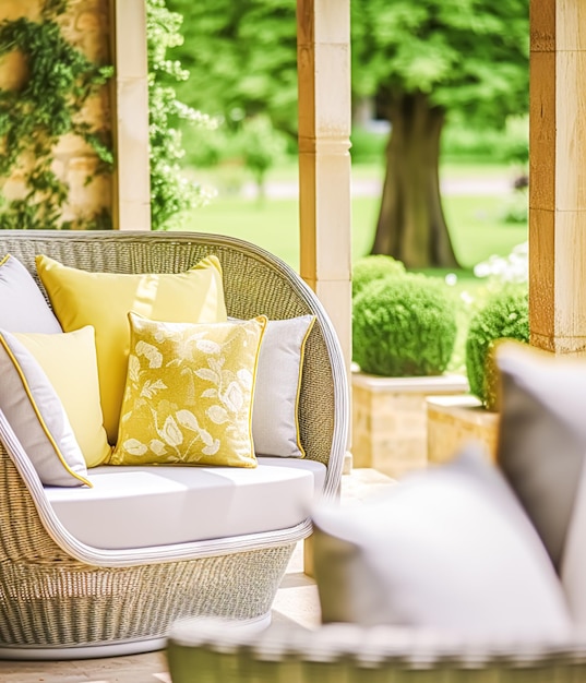 Meubles de jardin à la campagne en été décoration de la maison et design d'intérieur génératif ai