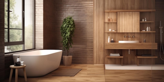 Meubles de salle de bain en bois Conception intérieure élégante et minimaliste de salle de bain