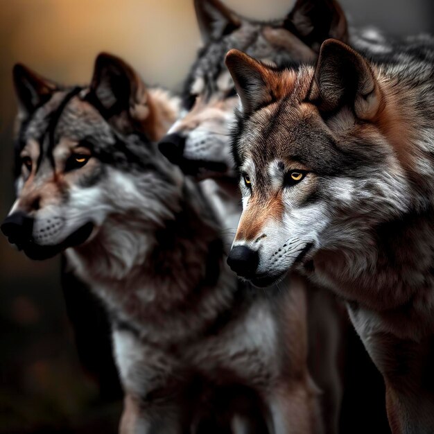 Meute de loups en milieu naturel