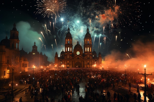 Les Mexicains célèbrent le jour de l'indépendance la nuit.