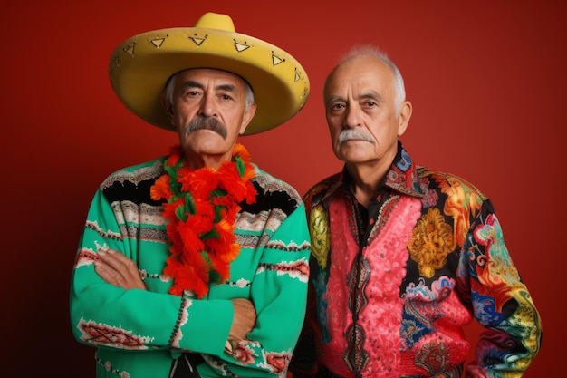 Mexicains portant un sombrero traditionnel et des vêtements mexicains