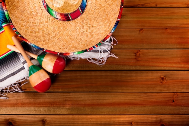 Mexique cinco de mayo fond de bois mexicain sombrero