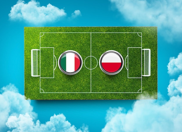 Le Mexique Contre La Pologne Contre La Bannière D'écran Concept De Football Stade De Terrain De Football Illustration 3d