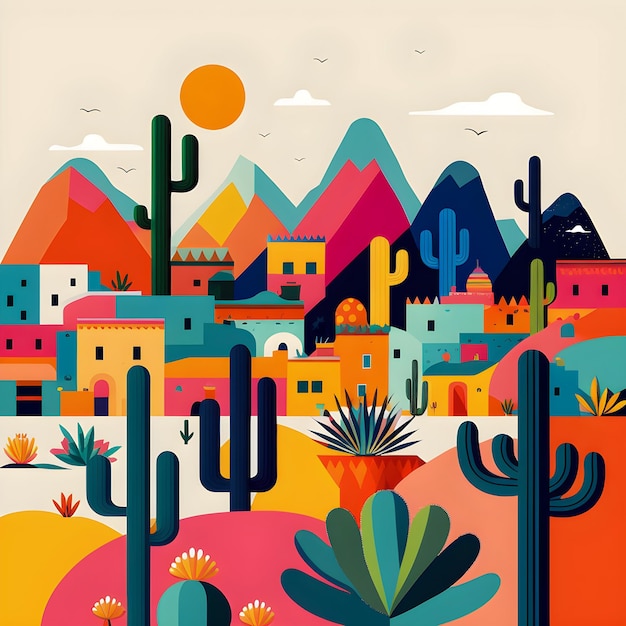 Mexique paysage design plat illustration été mexicain