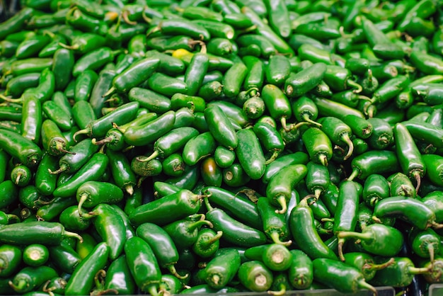 Mexique Piments verts du Chili sur le marché.