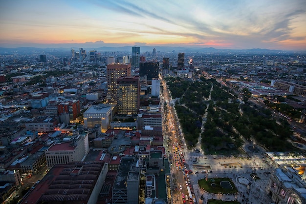 Mexique vue panoramique sur l'horizon du centre historique de mexico zocalo depuis la tour torre latinoamericana