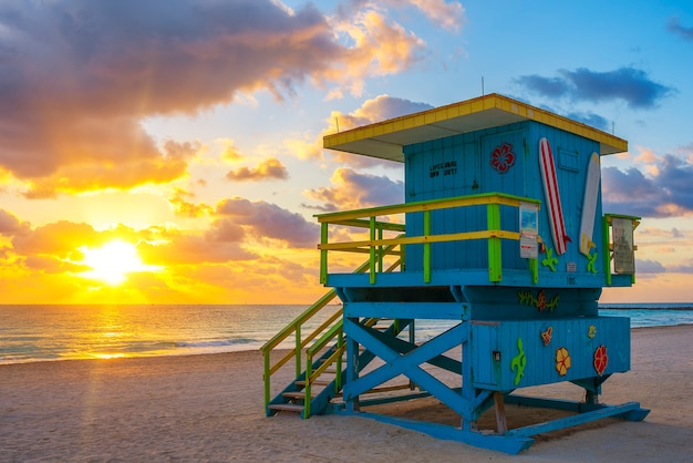 Miami South Beach au lever du soleil, USA