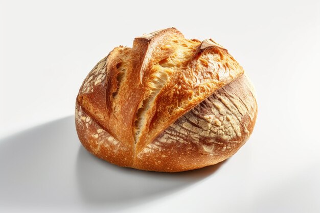 Une miche de pain sur fond blanc