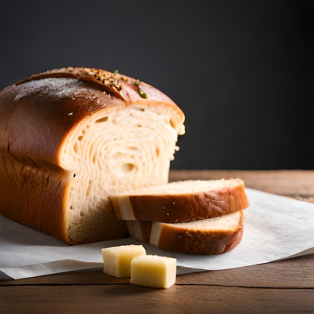 Une miche de pain avec un morceau de beurre dessus