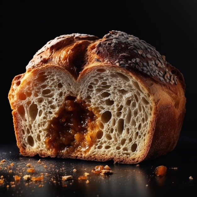 Une miche de pain avec le mot "sucré" sur le dessus.