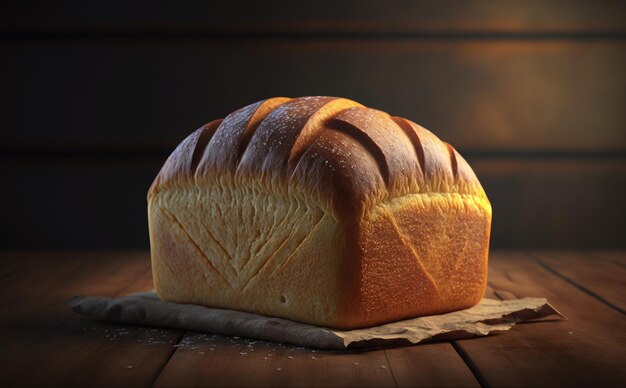 Une miche de pain sur une table en bois. pain artisanal. ai généré