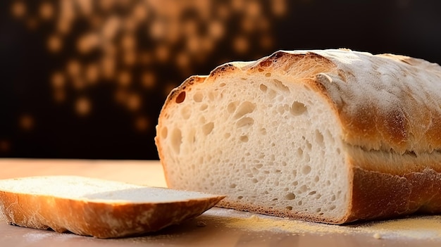 Une miche de pain traditionnel italien et de blé sur une table