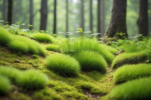 Photo micro-herbe et mousse dans la forêt conservation écologique sûre