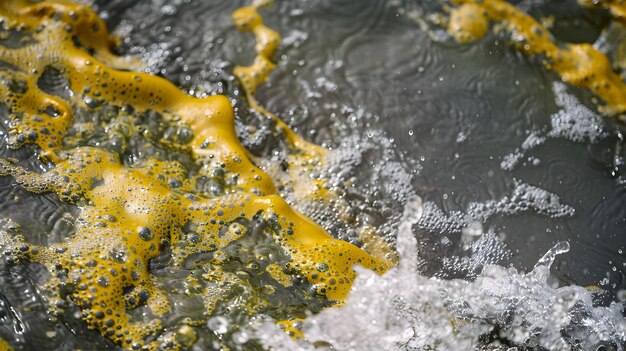 Photo les micro-organismes prospères dans les bioreacteurs entraînent les procédés de traitement des eaux usées