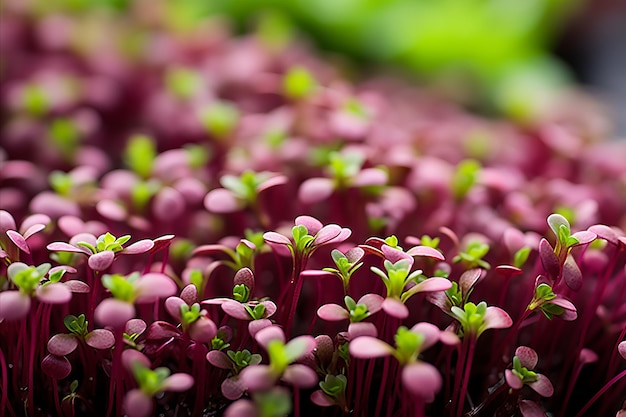 Des microgreens délicats et riches en nutriments, un spectacle captivant de couleurs et de textures vives