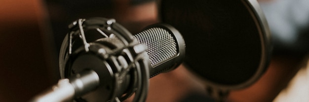 Microphone à condensation avec filtre anti-pop dans un studio