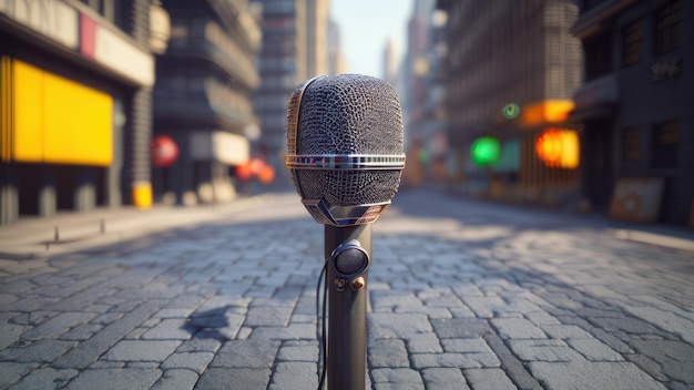 Un microphone dans une rue de la ville