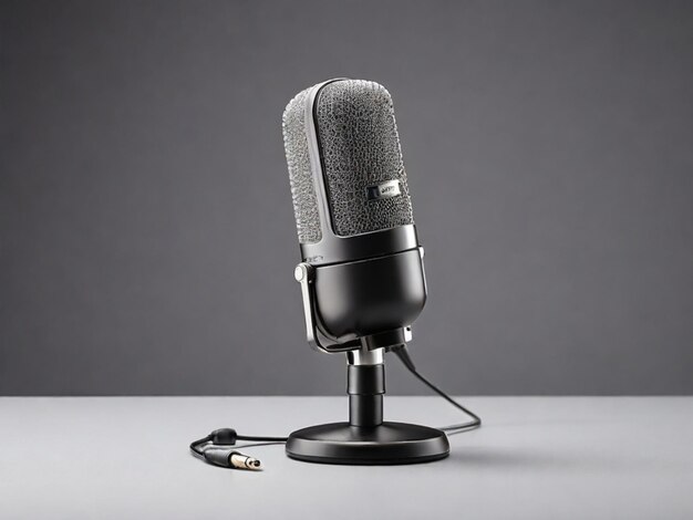 Microphone sur fond noir clair