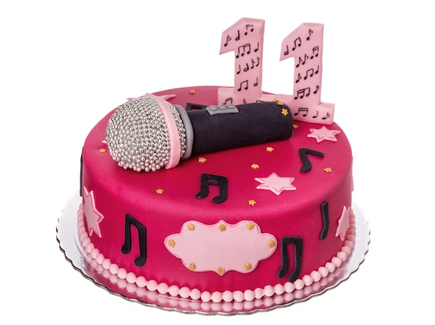 Microphone de gâteau festif, pour la fille d'anniversaire.