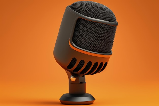 Microphone isolé sur fond orange AI