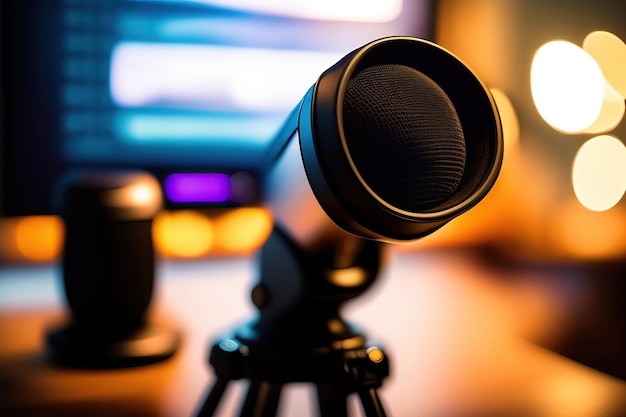 un microphone avec une lentille qui dit " le mot " dessus.