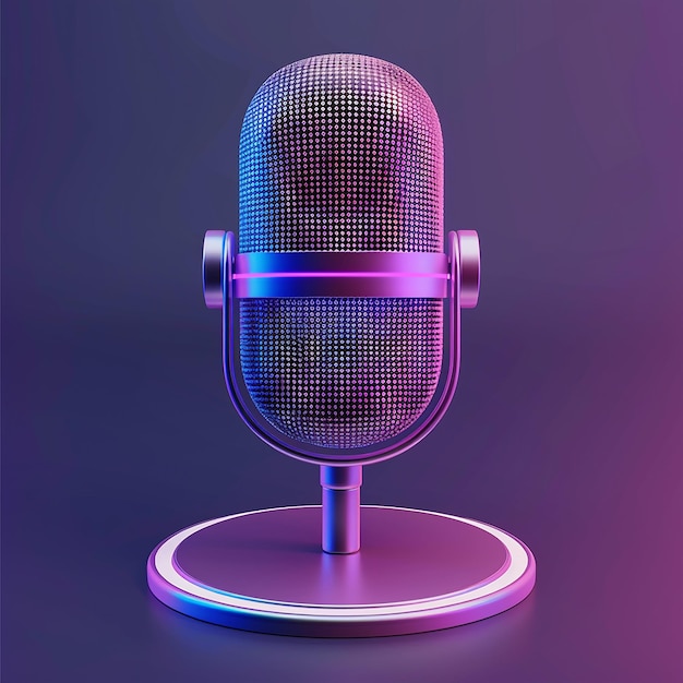 Photo un microphone avec une lumière violette et bleue dessus