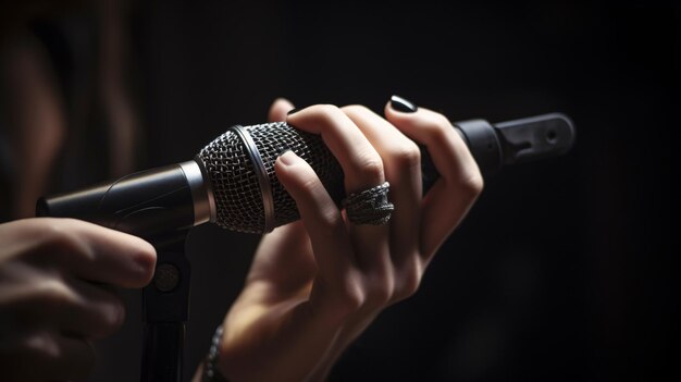 Un microphone avec un microphone au premier plan.