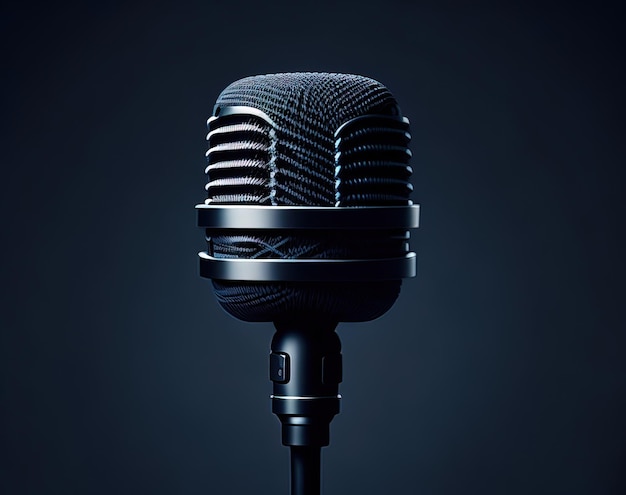 Un microphone avec un microphone noir sur fond sombre