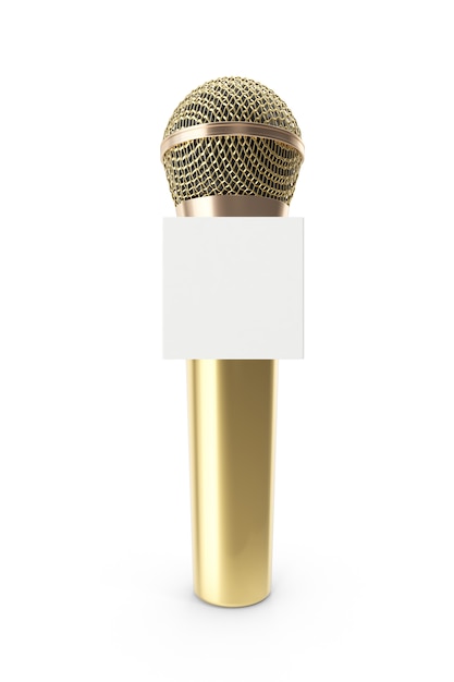 Microphone or isolé sur blanc