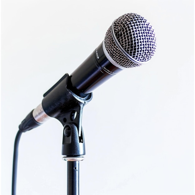 Microphone professionnel sur fond blanc pour l'enregistrement en studio