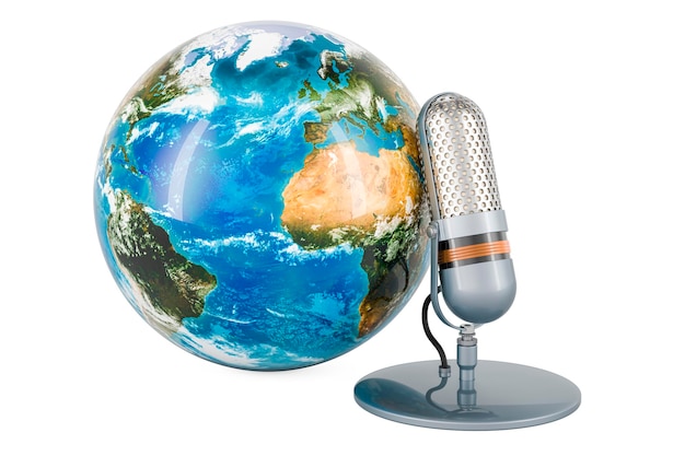 Microphone avec rendu 3D Earth Globe