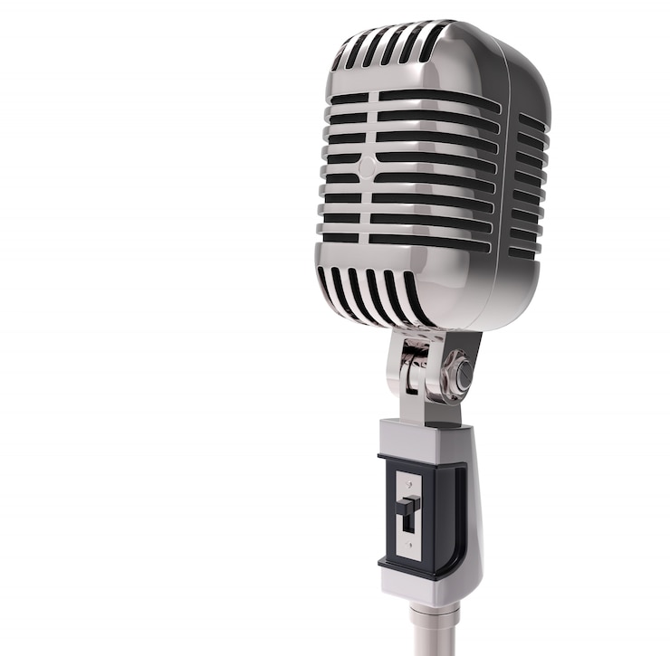 Photo microphone rétro 3d. isolé