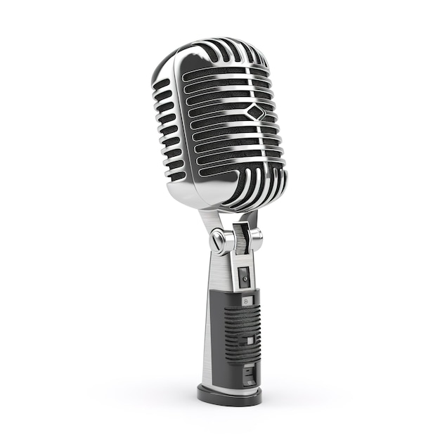 Microphone rétro isolé sur fond blanc générer ai