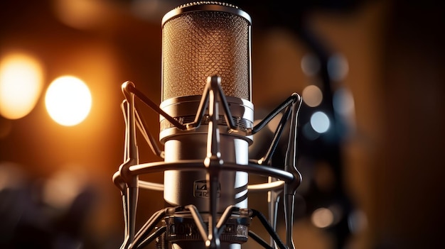 Microphone de studio dans un studio de musique professionnel Generative AI
