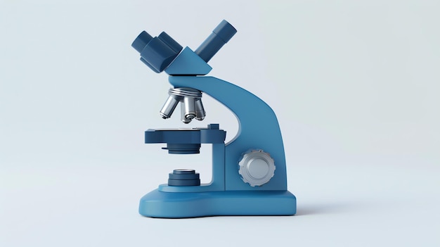 Microscope bleu sur fond blanc illustration 3D