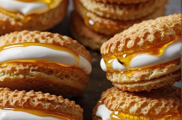 Le miel sur les biscuits est une friandise irrésistible