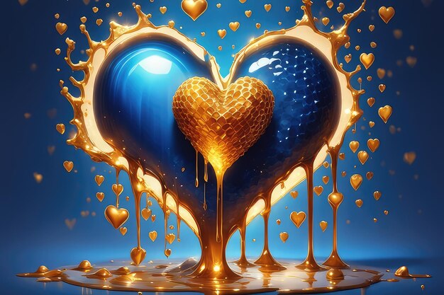 Le miel doux et doré aime la forme du cœur, le fond abstrait.