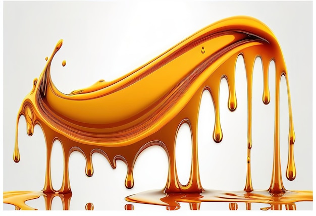 Miel liquide orange doré dégoulinant illustration de bordure de flux Ai genrative