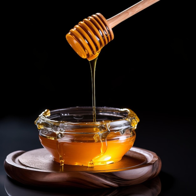 Le miel qui coule de l'éperon de bois Un voyage de miel coulant du D en bois