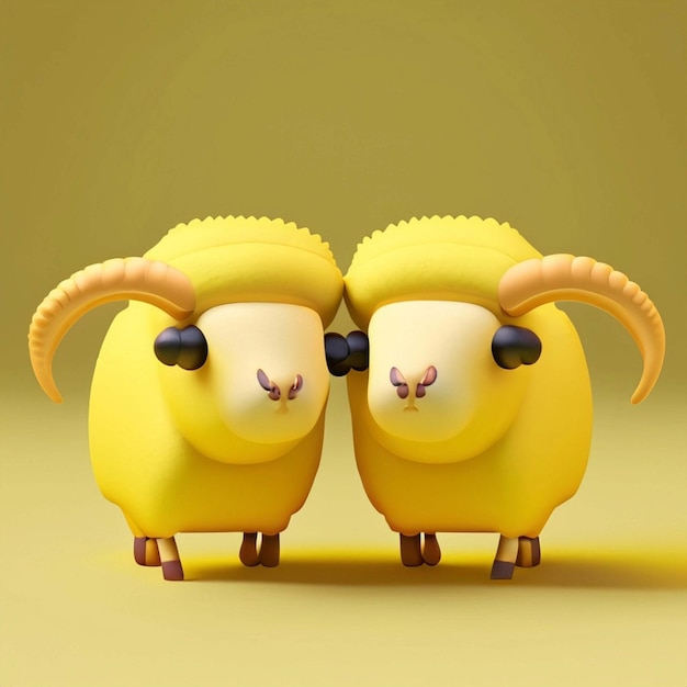 un mignon adorable personnage de mouton se dresse dans la nature dans le style d'une animation de dessin animé adaptée aux enfants