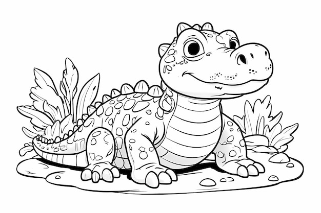 Photo un mignon alligator pour un livre de coloriage pour enfants