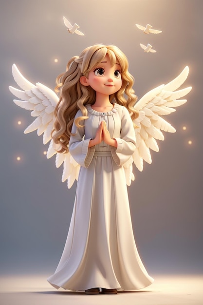 Photo un mignon ange de dessin animé .