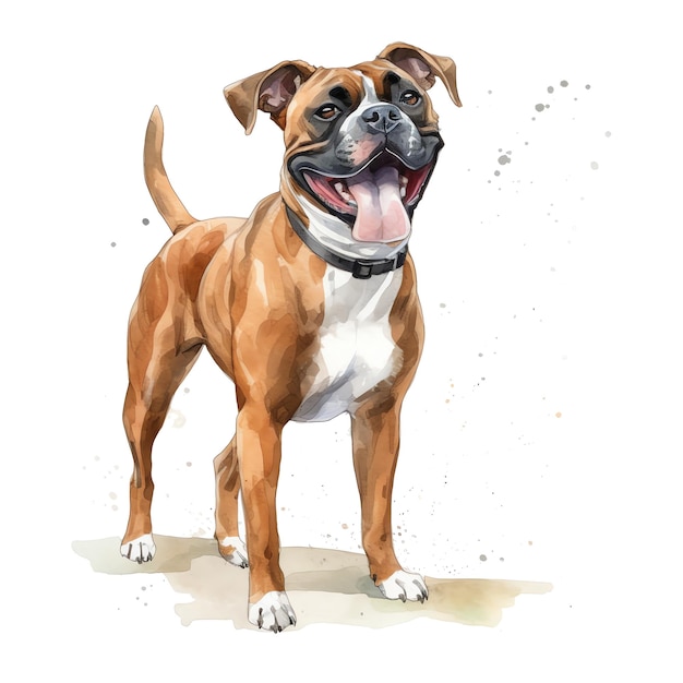 Photo mignon, aquarelle, chien boxer, race, illustration