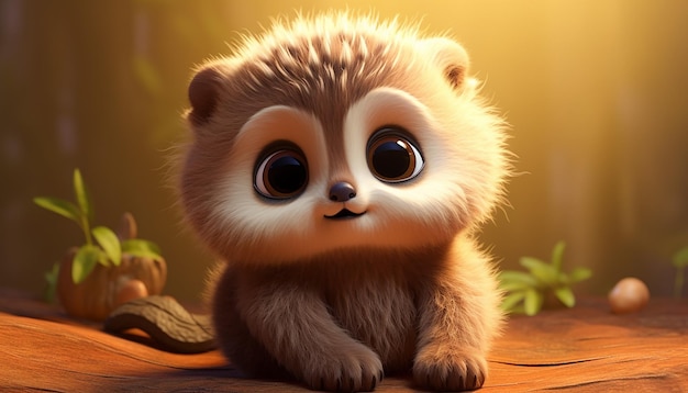 mignon bébé animal personnage coloré et mignon style pixar