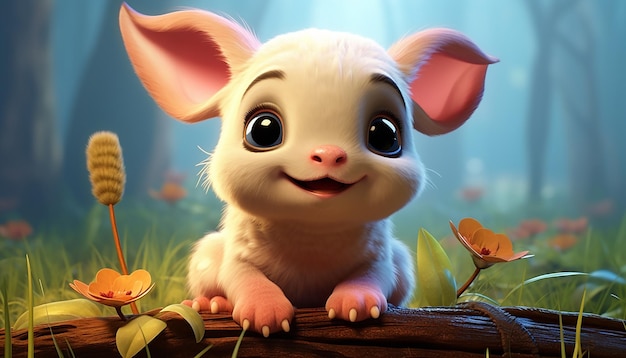 mignon bébé animal personnage coloré et mignon style pixar