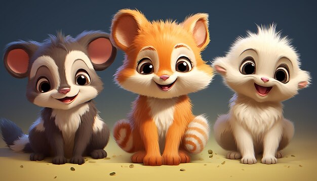 Photo mignon bébé animal personnage coloré et mignon style pixar